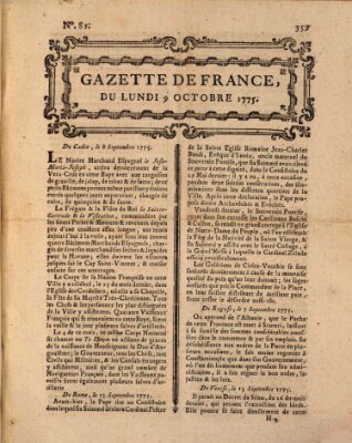 Gazette de France Montag 9. Oktober 1775