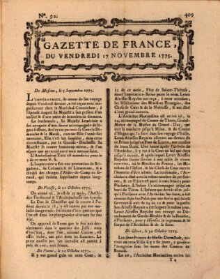 Gazette de France Freitag 17. November 1775