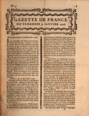 Gazette de France Freitag 9. Januar 1778