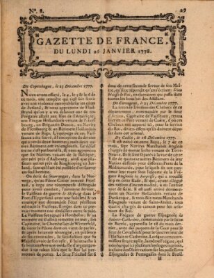 Gazette de France Montag 26. Januar 1778