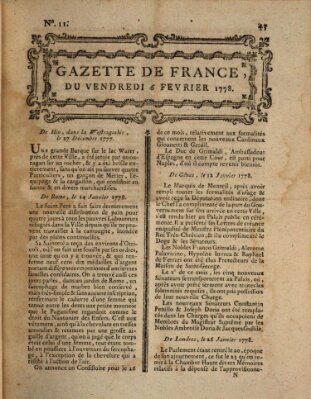 Gazette de France Freitag 6. Februar 1778