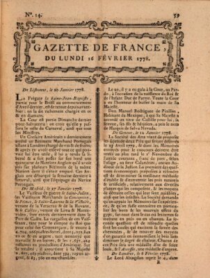 Gazette de France Montag 16. Februar 1778