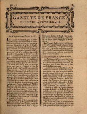 Gazette de France Montag 23. Februar 1778