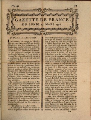 Gazette de France Montag 23. März 1778