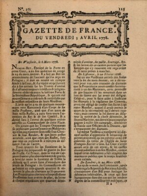 Gazette de France Freitag 3. April 1778