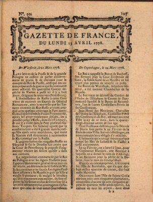 Gazette de France Montag 13. April 1778