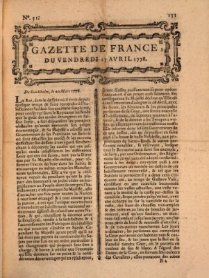 Gazette de France Freitag 17. April 1778