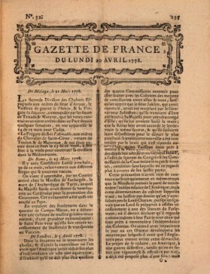 Gazette de France Montag 20. April 1778