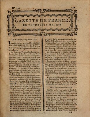 Gazette de France Freitag 8. Mai 1778