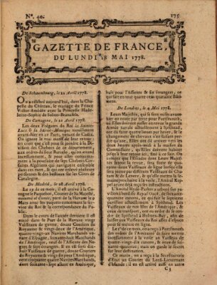 Gazette de France Montag 18. Mai 1778