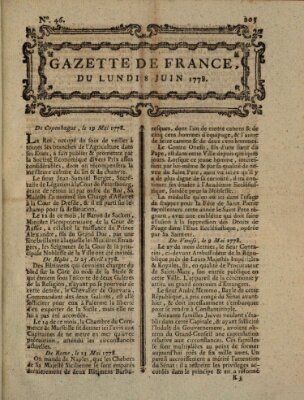 Gazette de France Montag 8. Juni 1778