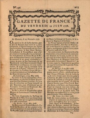 Gazette de France Freitag 19. Juni 1778