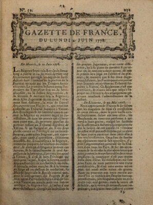 Gazette de France Montag 29. Juni 1778