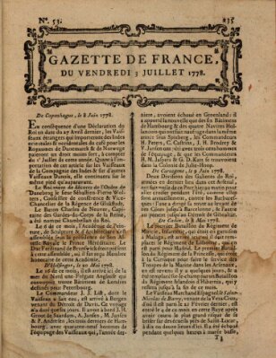 Gazette de France Freitag 3. Juli 1778