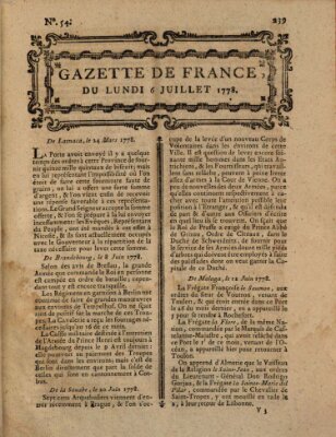 Gazette de France Montag 6. Juli 1778