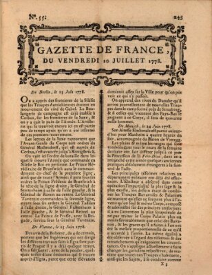 Gazette de France Freitag 10. Juli 1778