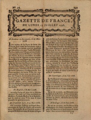 Gazette de France Montag 13. Juli 1778