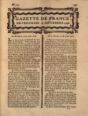 Gazette de France Freitag 18. September 1778