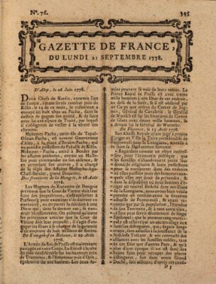 Gazette de France Montag 21. September 1778