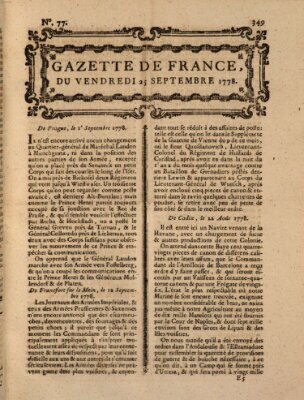 Gazette de France Freitag 25. September 1778