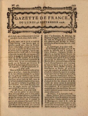 Gazette de France Montag 28. September 1778