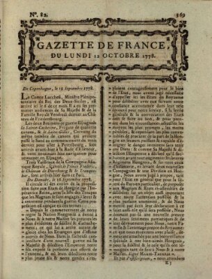 Gazette de France Montag 12. Oktober 1778