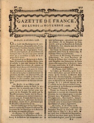 Gazette de France Freitag 16. Oktober 1778