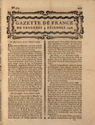 Gazette de France Freitag 4. Dezember 1778