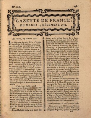 Gazette de France Dienstag 15. Dezember 1778