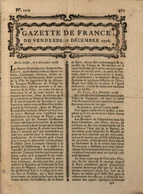 Gazette de France Freitag 18. Dezember 1778