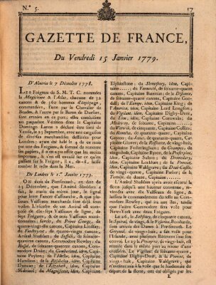 Gazette de France Freitag 15. Januar 1779