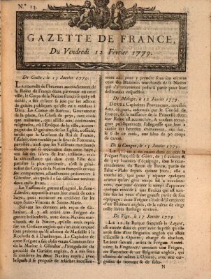 Gazette de France Freitag 12. Februar 1779