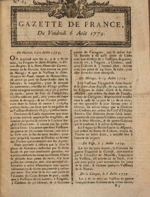 Gazette de France Freitag 6. August 1779