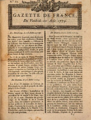 Gazette de France Freitag 20. August 1779