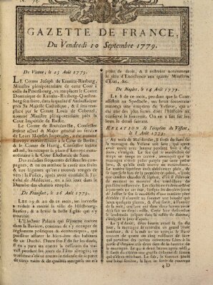 Gazette de France Freitag 10. September 1779