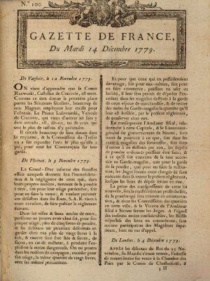 Gazette de France Dienstag 14. Dezember 1779