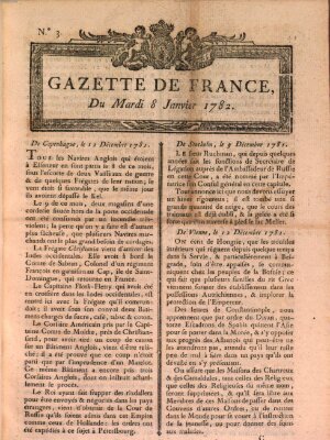 Gazette de France Dienstag 8. Januar 1782