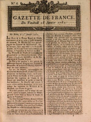 Gazette de France Freitag 18. Januar 1782