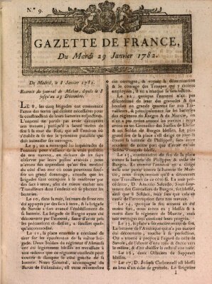 Gazette de France Dienstag 29. Januar 1782