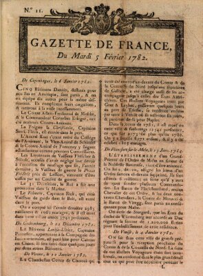 Gazette de France Dienstag 5. Februar 1782