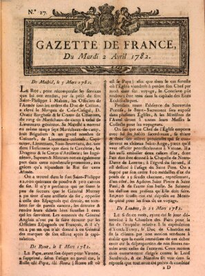 Gazette de France Dienstag 2. April 1782