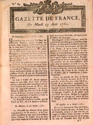 Gazette de France Dienstag 13. August 1782