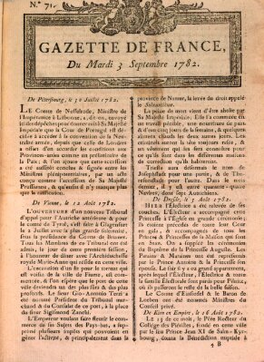 Gazette de France Dienstag 3. September 1782