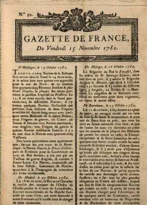 Gazette de France Freitag 15. November 1782