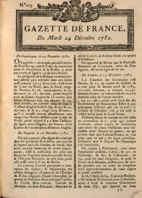 Gazette de France Dienstag 24. Dezember 1782