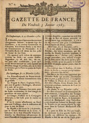 Gazette de France Freitag 3. Januar 1783