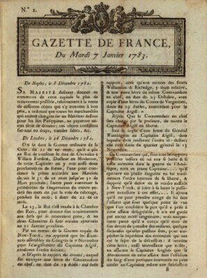 Gazette de France Dienstag 7. Januar 1783