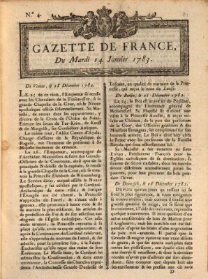 Gazette de France Dienstag 14. Januar 1783