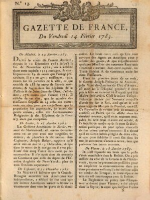 Gazette de France Freitag 14. Februar 1783