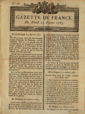 Gazette de France Dienstag 25. Februar 1783